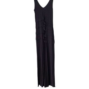 Marste Black Dress Womens 8 10 Ruched Front Side Slits Sleeveless Body Skimming